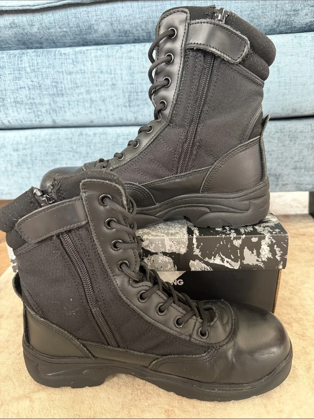 NORTIV 8 Men's Steel Toe Work Boots Side Zipper